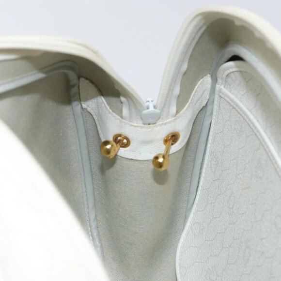 Christian Dior Honeycomb Canvas Shoulder Bag PVC White Gold Auth 142676 - Picture 12 of 16